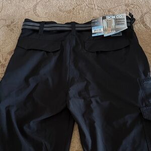 Iron Co. Men's Black Cargo Shorts with Elastic Belt